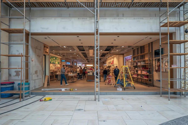 Commercial building maintenance in progress