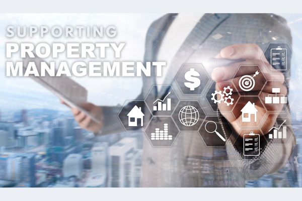 Professional property management team at work
